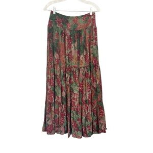 NATURAL LIFE Floral Maxi Skirt - Red and Green